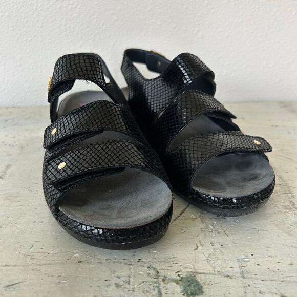 Helle Comfort 356-F Tulin Black Leather Orthotic Adjustable sling back Sandal 39 - Picture 10 of 16